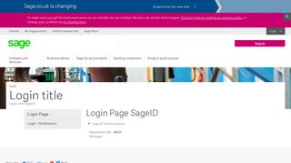 Login page title - Sage UK