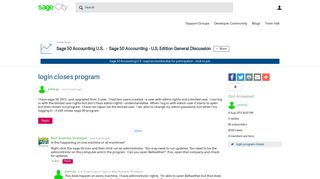 login closes program - Sage 50 Accounting - U.S. Edition General ...