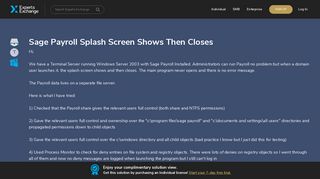 Sage Payroll Splash Screen Shows Then Closes - Experts Exchange