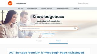 ACT! by Sage Premium for Web Login Page is Displayed Under the ...