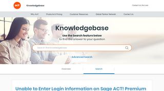Unable to Enter Login Information on Sage ACT! Premium (access via ...