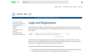 Login and Registration - Help - Town Hall - Sage City Community