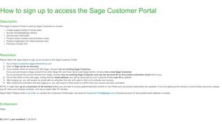 How to sign up to access the Sage Customer Portal
