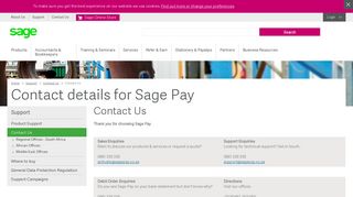 Contact Us | Sage Pay| Online Business Payment Software