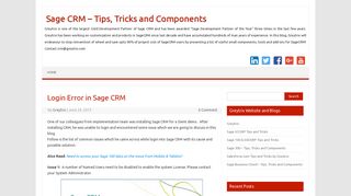 Login Error in Sage CRM – Sage CRM – Tips, Tricks and Components