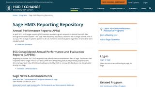 Sage HMIS Reporting Repository - HUD Exchange