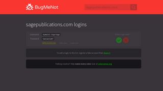 sagepublications.com passwords - BugMeNot