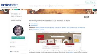 No fooling! Open Access to SAGE Journals in April! - MethodSpace