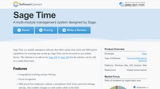 Sage Time | 2019 Software Reviews, Pricing, Demos - Software Connect