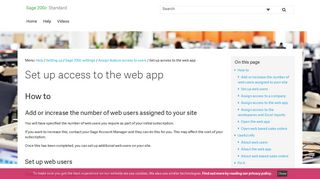 Set up access to the web app - Sage UK