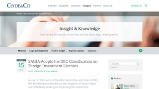 SAGIA Adopts the ISIC Classification on Foreign Investment Licenses ...