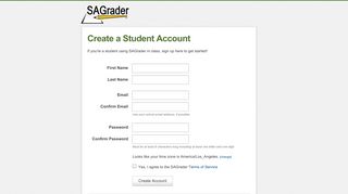 Create an SAGrader student account