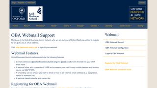 OBA Webmail Support - OBA Network - University of Oxford