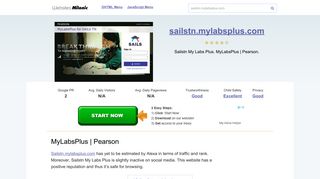 Sailstn.mylabsplus.com website. MyLabsPlus | Pearson.