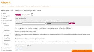 Sainsburys | I've forgotten my Online account email address or ...