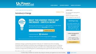 Compare Sainsbury's Energy electricity and gas prices - UKPower