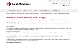 Reminder: Email Addresses Have Changed Saint Alphonsus