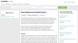 Work at Saint Alphonsus Health System | CareerBuilder
