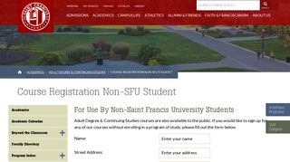 Course Registration Non-SFU Student | Saint Francis University