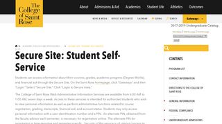 The College of Saint Rose - Secure Site: Student Self-Service