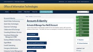 Accounts & Identity - OIT - University of Notre Dame
