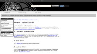Sakai 2.9 - Login & User Accounts: How do I login to Sakai? - Pacific ...