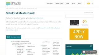 SaksFirst MasterCard® - Credit Card Insider