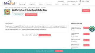 Saldiha College (SC), Bankura Scholarship 2019 | Collegedekho