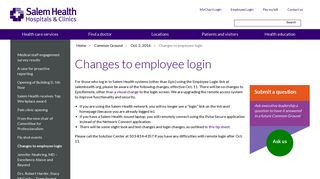 Changes to employee login | Oct. 2, 2016