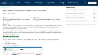 What is the Research Starters feature in EBSCO Discovery Service ...