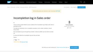 Incompletion log in Sales order - archive SAP