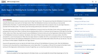 Auto-logon to WebSphere Commerce tools from the Sales Center - IBM