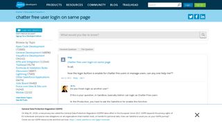 chatter free user login on same page - Salesforce Developer Community
