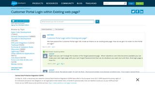 Customer Portal Login within Existing web page? - Salesforce ...