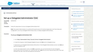 Set up a Delegated Administrator (DA) - Salesforce Help