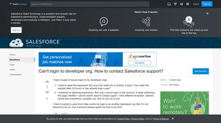 Can't login to developer org. How to contact Salesforce support ...