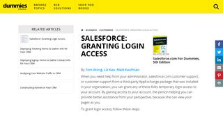 Salesforce: Granting Login Access - dummies