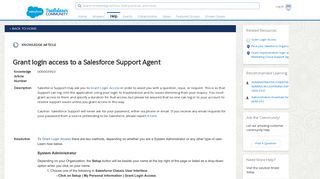 Grant login access to a Salesforce Support Agent - Salesforce Help