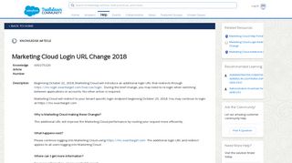 Marketing Cloud Login URL Change 2018 - Salesforce Help