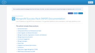 Nonprofit Success Pack (NPSP) Documentation ~ Power of Us Hub