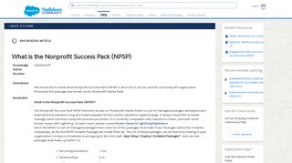 What is the Nonprofit Success Pack (NPSP) - Salesforce Help