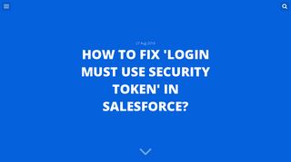 How to fix 'login must use security token' in Salesforce? - PoAn (Baron)