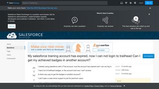 My salesforce training account has expired, now I can not login to ...