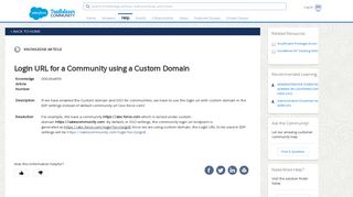 Login URL for a Community using a Custom Domain - Salesforce Help