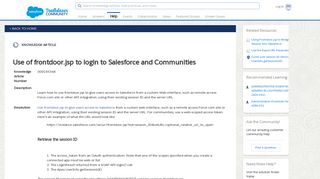 Use of frontdoor.jsp to login to Salesforce and Communities