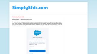 SimplySfdc.com: Salesforce Verification Code
