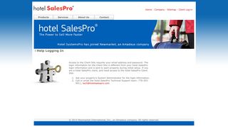 Log In Help - hotel SalesPro