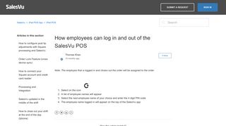 How employees can log in and out of the SalesVu POS – SalesVu