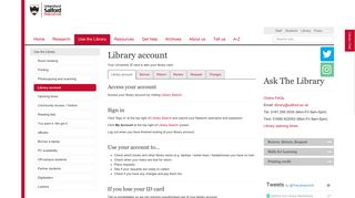 Library account | The Library | University of Salford, Manchester