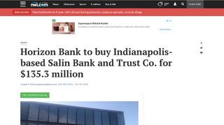 Horizon Bank to buy Indianapolis-based Salin Bank and Trust Co. for ...